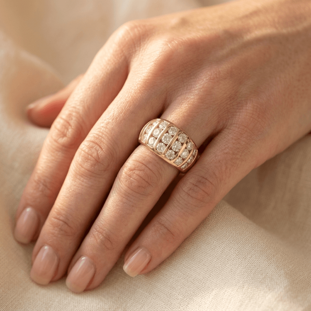 Vintage Wide Channel Synthetic Zirconia Ring