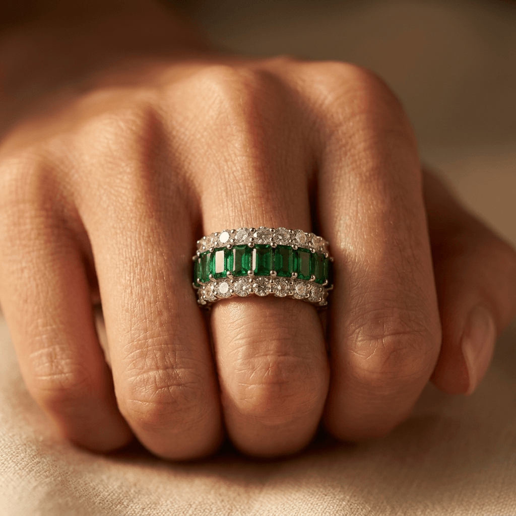 Bohemian Green Cubic Zirconia Alloy Ring