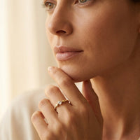 Vintage Gold Round Zirconia Wing Ring