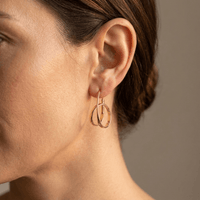 Gold Twisted Double Hoop Drop Earrings