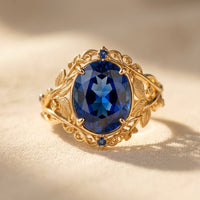Vintage Gold Filigree Blue Sapphire Ring