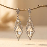 Sparkling Drop Earrings With Inlaid Stones