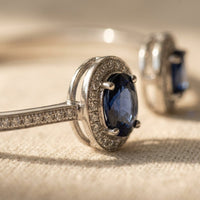 Silver Sapphire Cushion Halo Bracelet