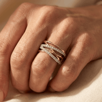 Silver Gold Crossover Cubic Zirconia Ring