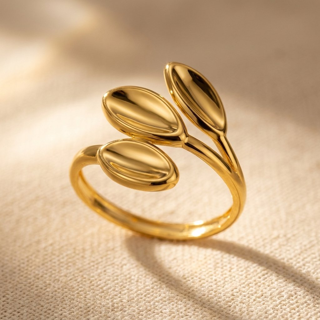 Gold Polished Teardrop Petal Ring