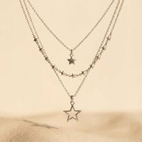 Celestial Silver Star Layered Necklace