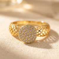 Lattice Gold Pavé Diamond Dome Ring