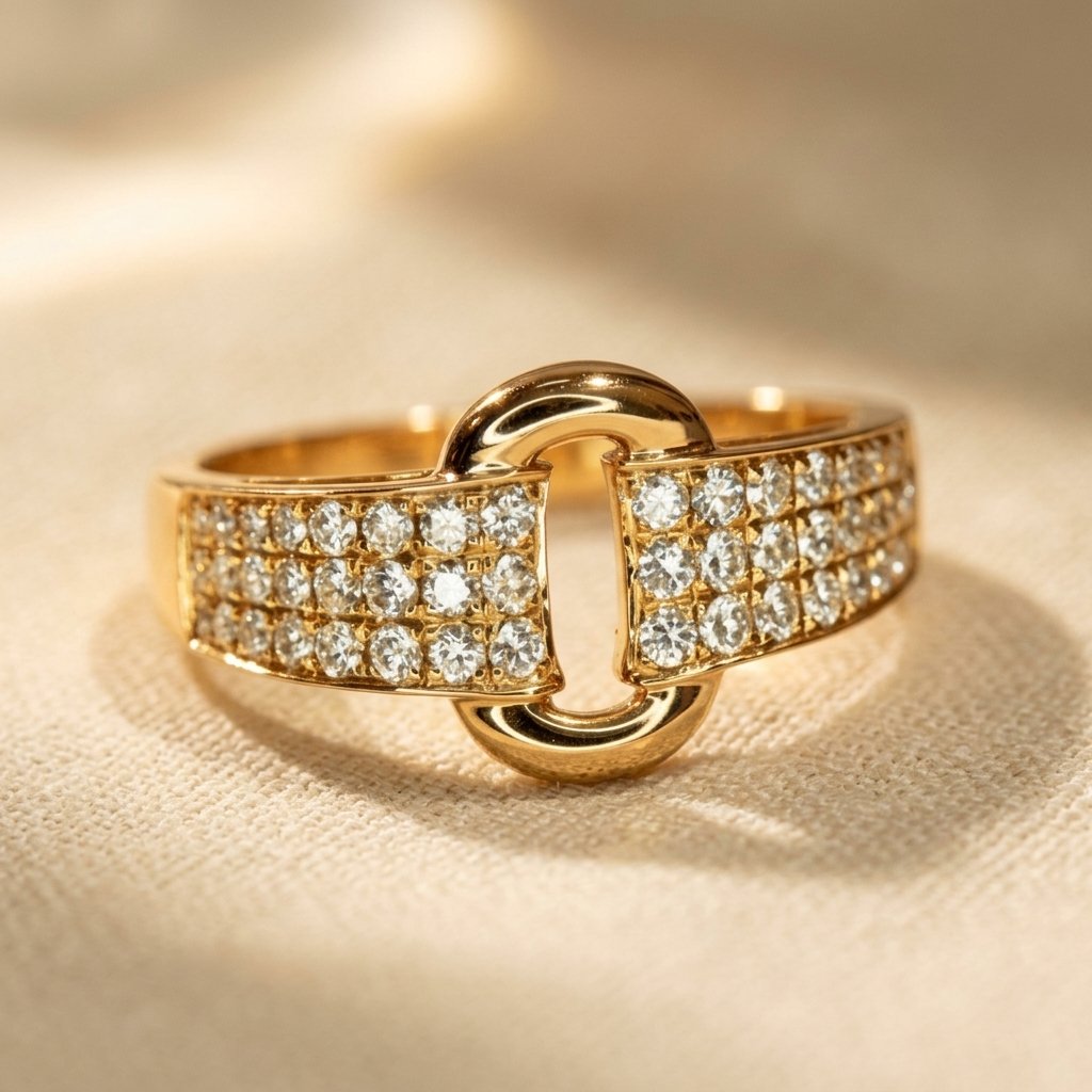 Pavé Gold Double Link Diamond Band Ring