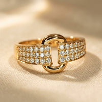Pavé Gold Double Link Diamond Band Ring