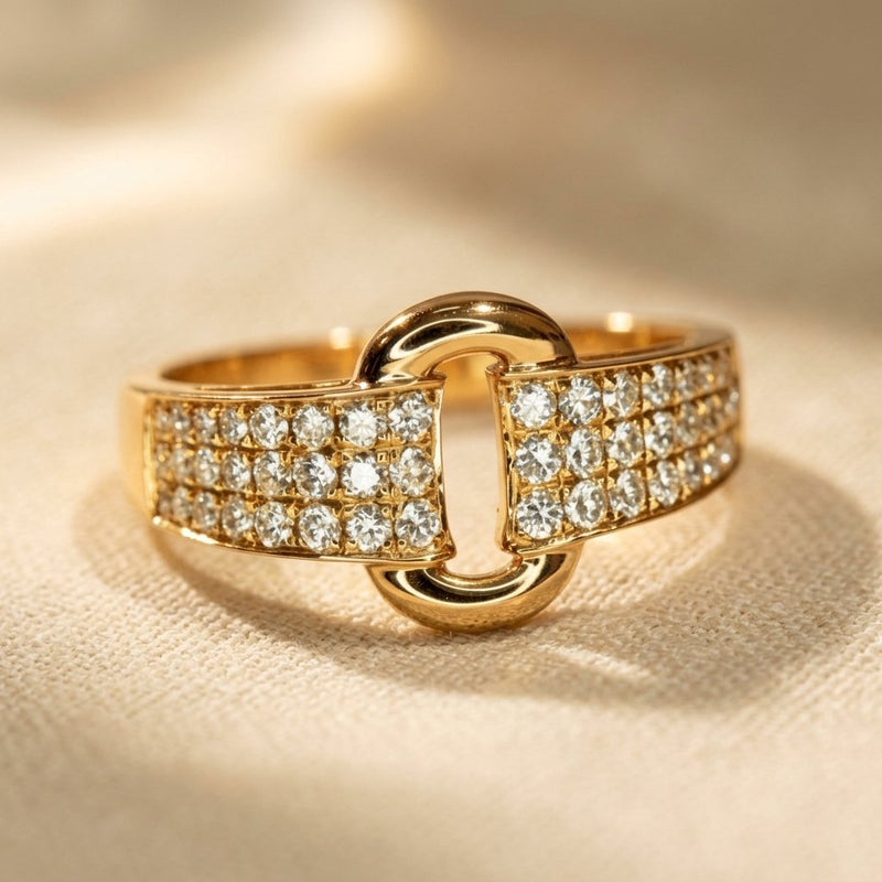 Pavé Gold Double Link Diamond Band Ring