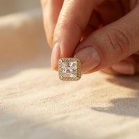 Golden Plated Synthetic Zirconia Stud Earrings