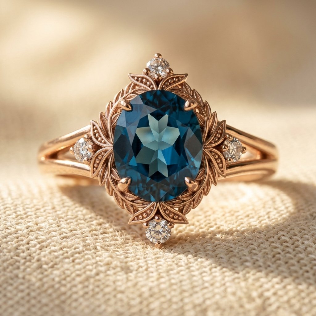 Vintage Rose Gold Filigree Oval Ring