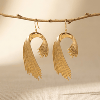 Elegant Gold Tassel Drop Earrings