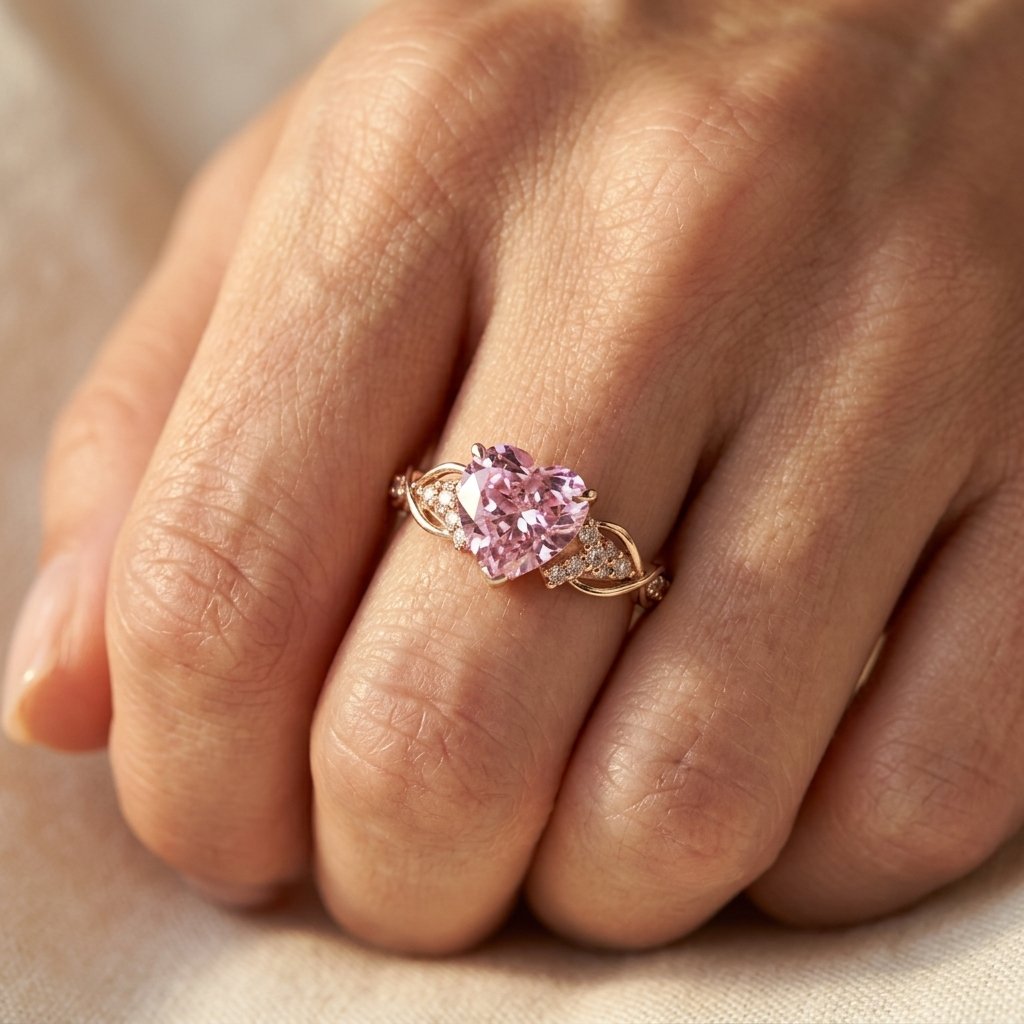Rose Gold Pink Tourmaline Heart Ring
