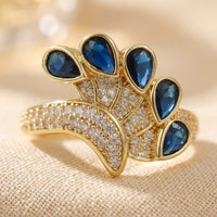 Art Deco Gold Blue Sapphire Ring