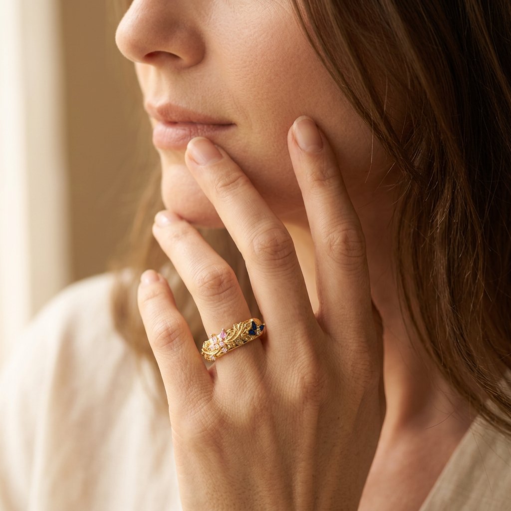 Vintage Gold Filigree Gemstone Ring