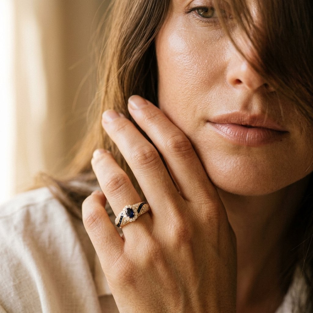 Vintage Gold Sapphire Oval Filigree Ring