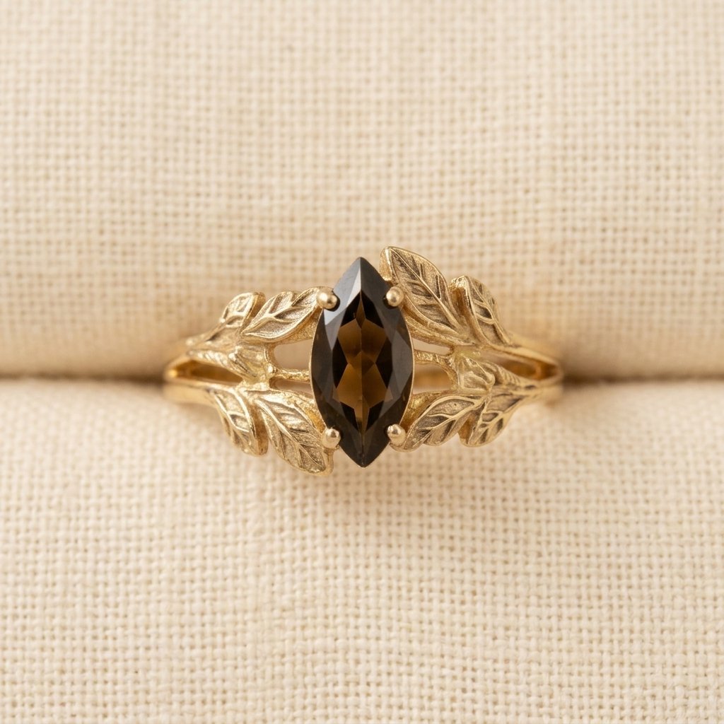 Vintage Gold Smoky Quartz Wing Ring