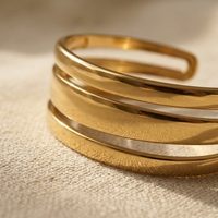 Gold Multi Layer Cuff Opening Bracelet