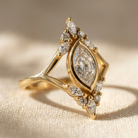 Gold Marquise Diamond Halo Ring