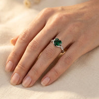 Elegant Emerald Zirconia Claw Set Ring
