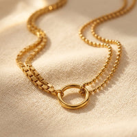 Gold Asymmetrical Chain Circle Necklace
