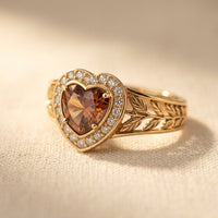 Vintage Gold Smoky Quartz Heart Ring