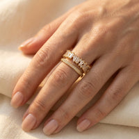 Gold Baguette Crystal Cuff Ring