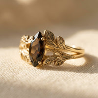 Vintage Gold Smoky Quartz Wing Ring