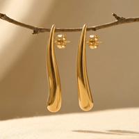 Gold Teardrop Drop Stainless Steel Earrings