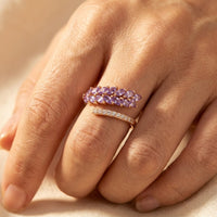 Gold Purple Amethyst Marquise Leaf Ring