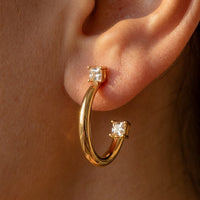 Minimalist Gold Square Cubic Zirconia Earrings
