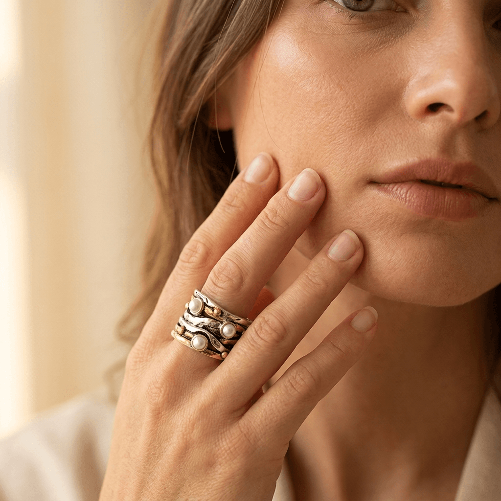 Vintage Two Tone Pearl Statement Ring