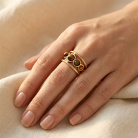 Vintage Gold Tigers Eye Multi Stone Ring
