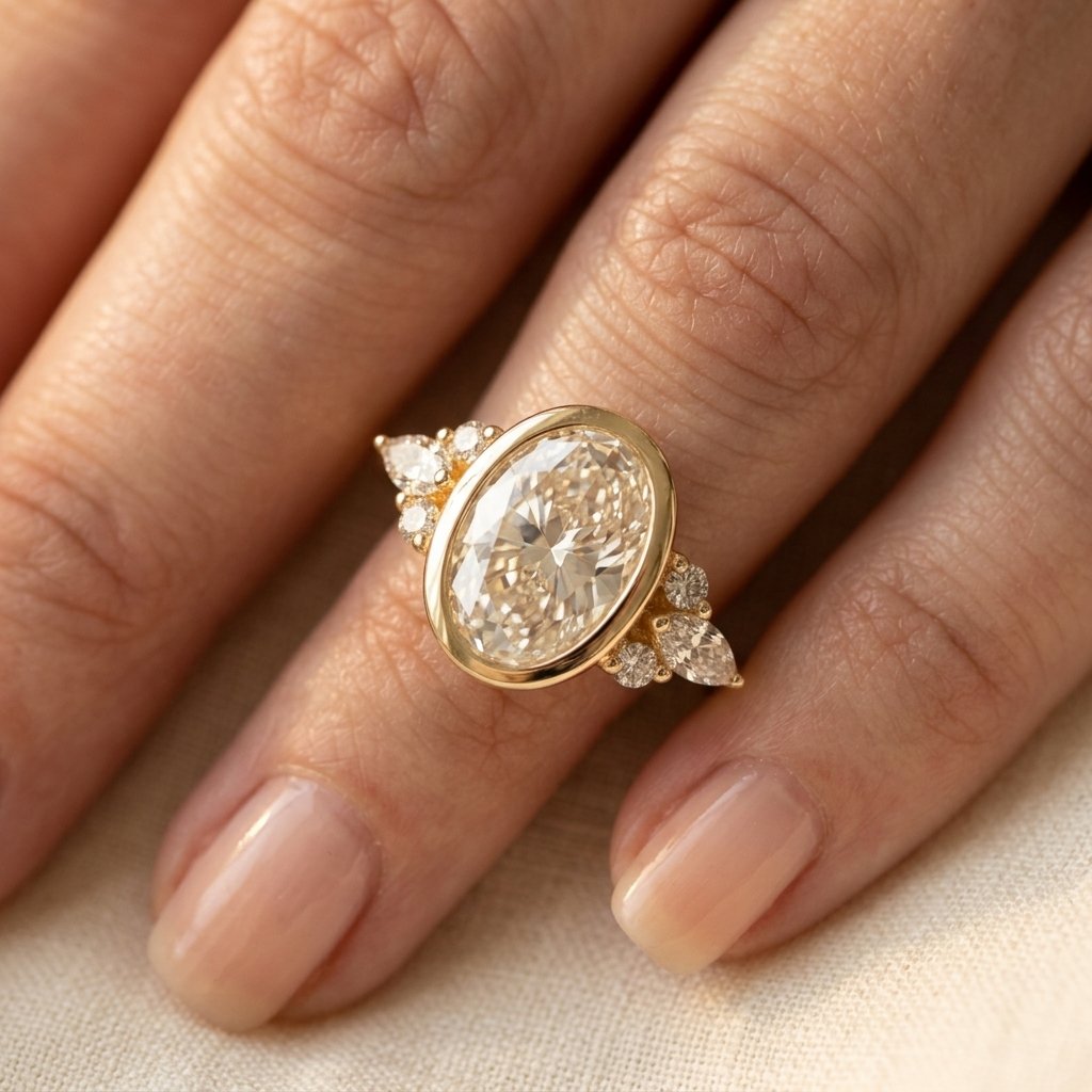 Vintage Gold Oval Zirconia Cluster Ring