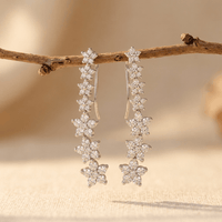 Silver Cubic Zirconia Star Drop Earrings