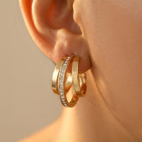 Gold Crystal Double Hoop Earrings
