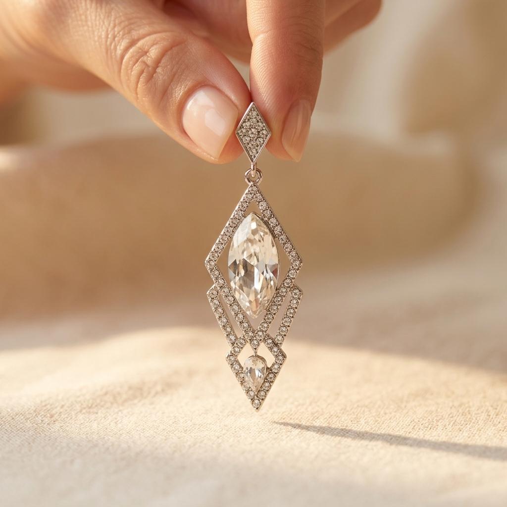Sparkling Drop Earrings With Inlaid Stones