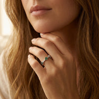 Silver Emerald Four Leaf Clover Ring