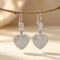 Silver Cubic Zirconia Double Heart Earrings