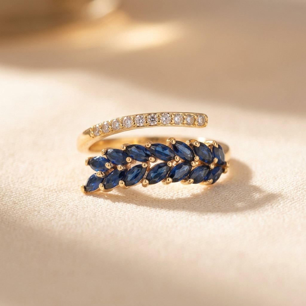 Gold Blue Sapphire Marquise Ring