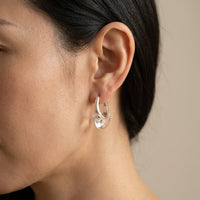 Clear Bubble Glass Silver Hoop Earrings