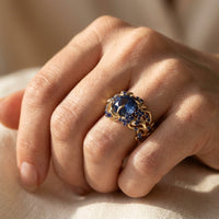 Vintage Gold Filigree Sapphire Ring