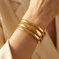 Gold Multi Layer Cuff Opening Bracelet