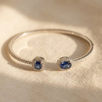 Silver Sapphire Cushion Halo Bracelet