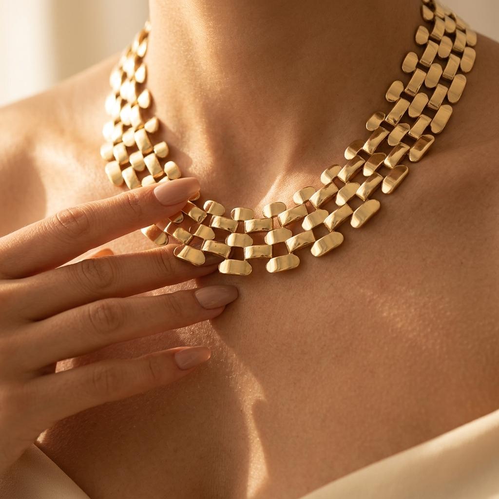 Hexagonal Hollow Chain Punk Necklace