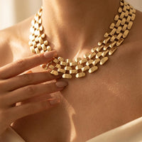 Hexagonal Hollow Chain Punk Necklace