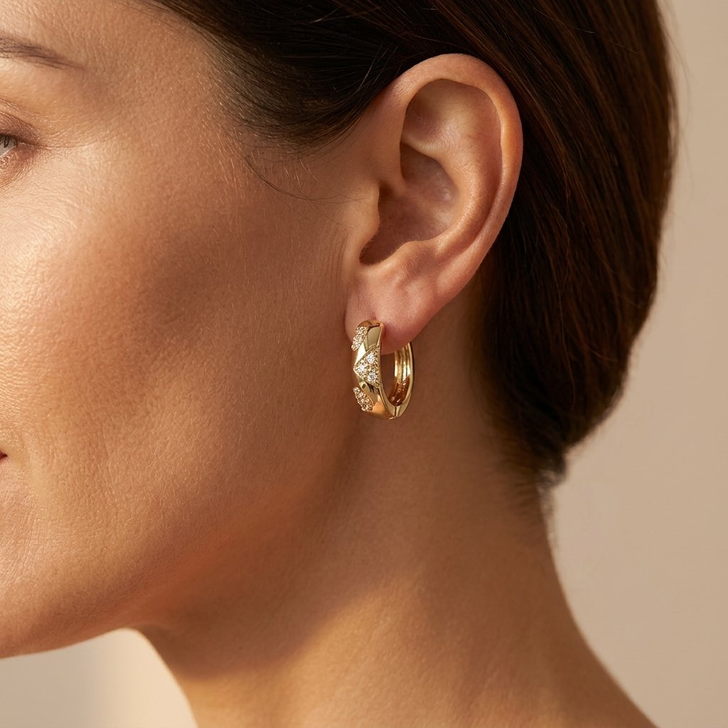 Gold Filigree Crystal Hoop Earrings