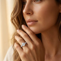 Silver Oval Moissanite Side Stone Ring