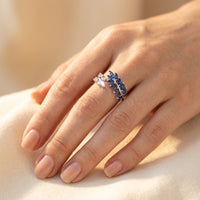 Silver Blue Sapphire Leaf Ring